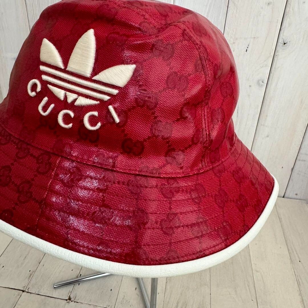 GUCCI × adidas Gucci adidas bucket hat red S 22.4 inch | eBay