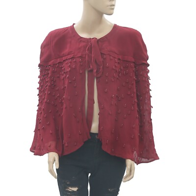 Hoss Intropia Anthropologie Bead Embroidered Coverup Top Evening M-38 NWT 202508