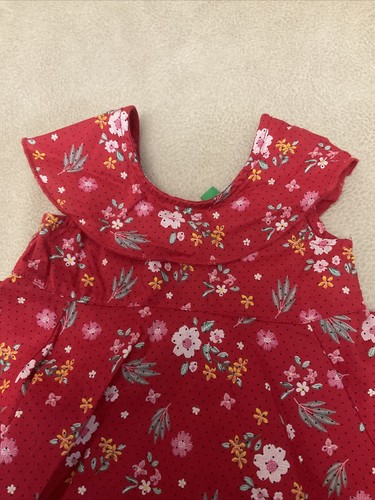 Benetton Baby Girls Dress 1 Year Circle Twirl Red Floral - Picture 2 of 5