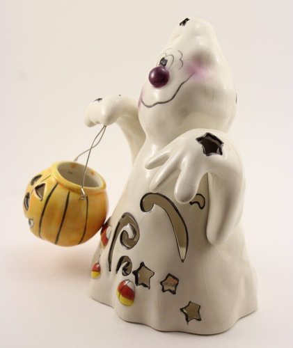 Candelabro Blue Sky Clayworks Goldminc Halloween Ghost con calabaza Tealight - Imagen 2 de 9