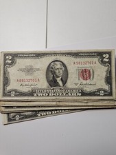 1953 Two Dollar Note Red Seal ~ $2 Bill G-VF+ Old Paper Estate Currency