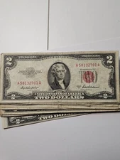 1953 Two Dollar Note Red Seal ~ $2 Bill G-VF+ Old Paper Estate Currency