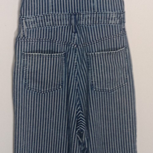 Universal Thread Womens Bib Overalls Jeans 6/28 Blue White Stripe Zip Stretch - Picture 12 of 16
