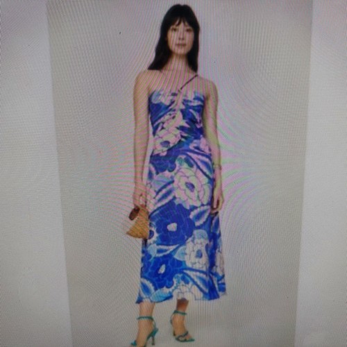 FARM RIO TROPICAL GROOVE BLUE MIDI DRESS SIZE SMALL