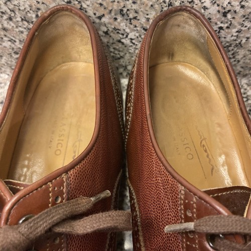 Santoni Brown Semi-Brogue Derby Dress Shoes Men Size 10.5D Made in Italy - Picture 22 of 24