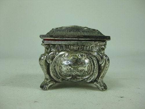 Vintage verziertes Metall viktorianischer Stil Schmuckbox Silberteller Schmuckset Sarg 3" - Bild 5 von 13