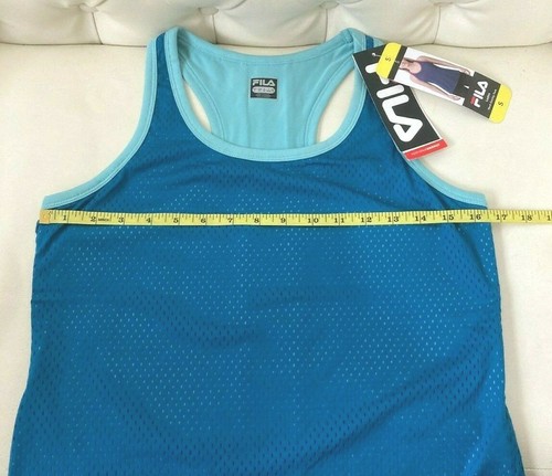Sports Tank Top Mesh FILA Overlay Sports Vest Small Teal/Turquois Size: Small - Picture 7 of 11