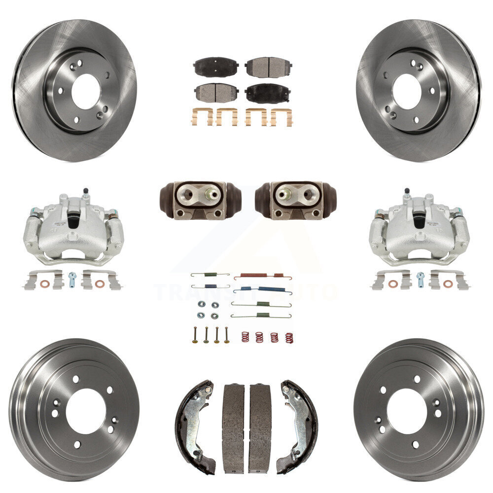 Front Rear Brake Caliper Rotor Drum Ceramic Pad Shoe Cylinder Hardware Kit Upgrade