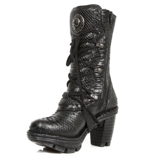 NewRock NEW ROCK NEOTR005S19 BLACK PYTHON RAW ROCK PUNK LADIES LEATHER