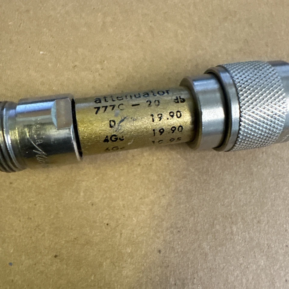 NARDA 777C 20dB 19.8 DC 12.4 GHz ATTENUATOR N-TYPE MALE TO FEMALE CONNECTOR - Image 4 of 4
