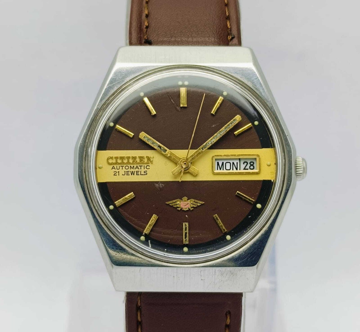 Citizen Eagle 7 Automatic 4-039386 Cal.8200A Brown Dial Vintage