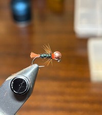 Six (6) Blow Torch euro nymph fly. Hook size 14, 3.8 mm tungsten bead 