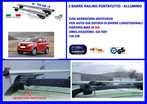 Barre Portapacchi Daihatsu Terios 2006-2017 | Easy Line Basic Plus 135 Cm | Portata 90 Kg Con Serratura