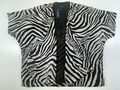 Eloquii Women s Plus Short Sleeve Zebra Animal Print Casual Cardigan Sweater 14W