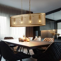 Design Pendel Decken Lampe Gold Matt Wohn Zimmer Beleuchtung KäFig HäNge Leuchte