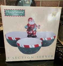 Santa Claus 3 Bowl Serving Dish Holiday Susan Winget Certified International 