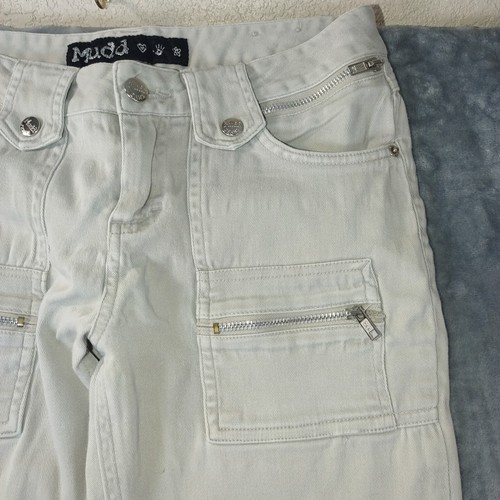 Mudd Juniors 9 Y2K White Beige Utility Stretch skater girl Flare Cargo Pants - Picture 3 of 10