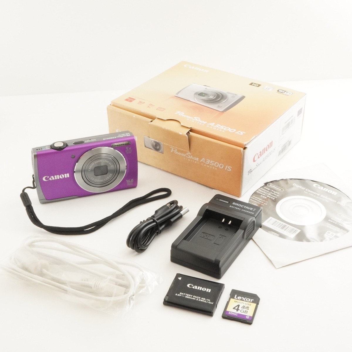 Canon PowerShot A3500 IS Purple In Box With 4GB SDHC Card Canon PowerShot A3500 IS Purple In Box With 4GB SDHC Card