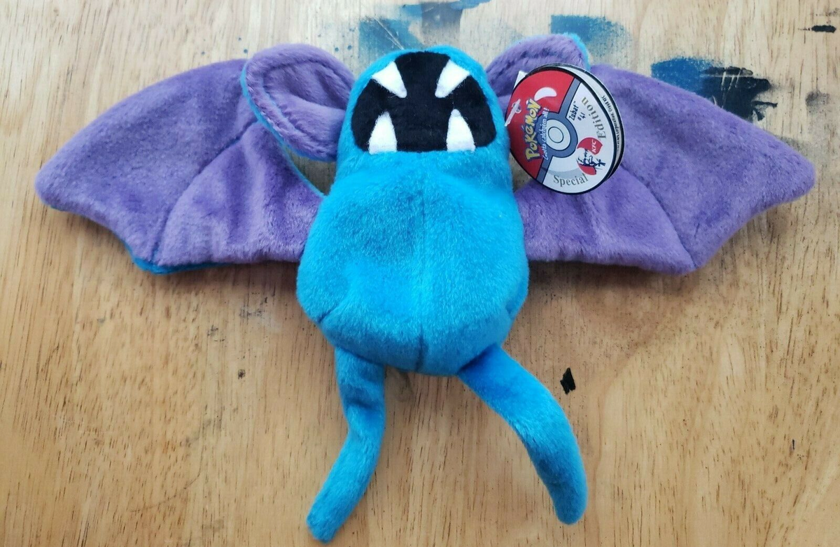 Vintage Pokemon Applause KFC Toy Zubat Bean Bag Plush Doll w/ Hang