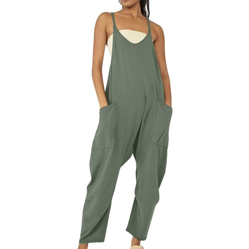 Women Casual Summer Jumpsuits Overalls Sleeveless Spaghetti Strap Romper Jumpers - Picture 38 of 63