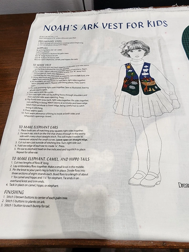Vest Pattern Printed Material Panel Noah's Ark Sizes XS - L NEW DreamSpinners - Image 3 of 4