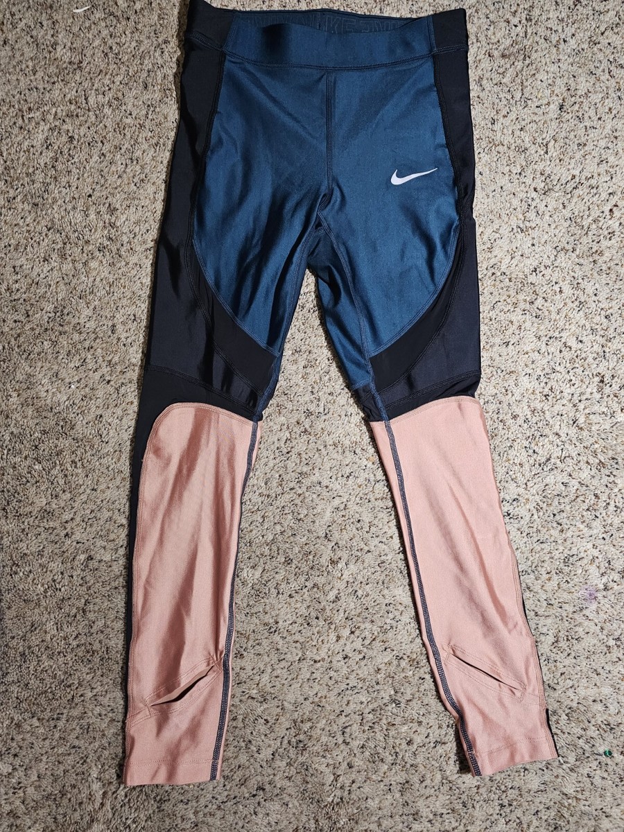 Nike, Power Speed Color Block Shiny Leggings