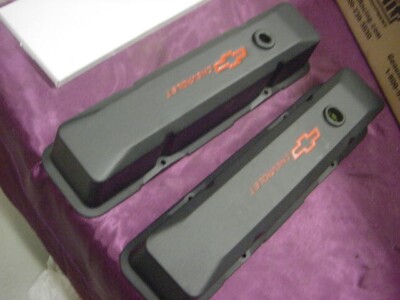Chevy Performance NEW Black w/ Red Lettering Valve Covers for Small Block Models