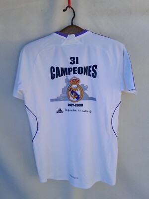 Real Madrid 2007 2008 Home football Adidas Shirt Men's Small White