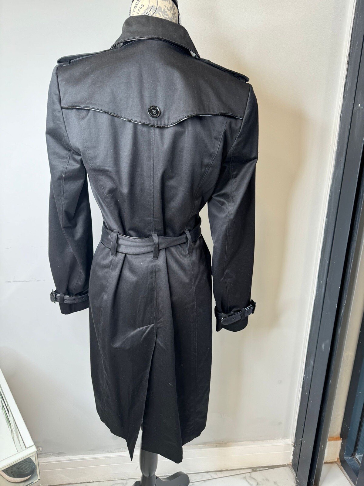 Women’s Burberry Belted Black Mac Trench Coat Jacket Size UK 10 RRP £2,141 image 6