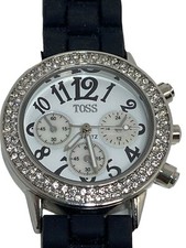 🐞 OROLOGIO BORA DONNA GRANDE; GEMME; QUADRANTE BIANCO; CINTURINO BIANCO; RETRO SS; QUARZO USATO IN OTTIME CONDIZIONI