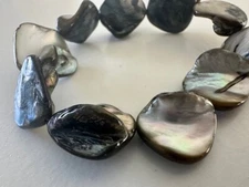 Mother of Pearl Iridescent Abalone Shell Stretch Bracelet Discs Beachy Boho OS