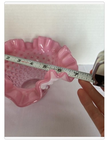 Vintage Fenton Cranberry Opalescent Hobnail Bowl 7 Inch - Picture 5 of 5
