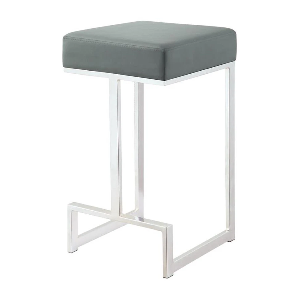 Gervase Modern Cozy Square Counter Height Stool 1 PC Chrome Finish Two Colors - Image 2 of 3