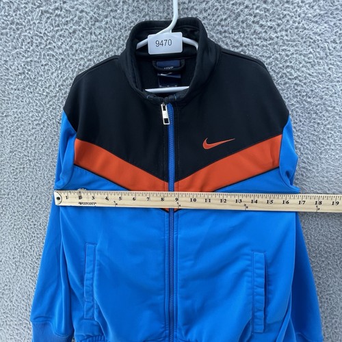 Nike Track Jacket Youth Medium Blue Orange Black Colorblock Victory Retro Y2K - Picture 12 of 14