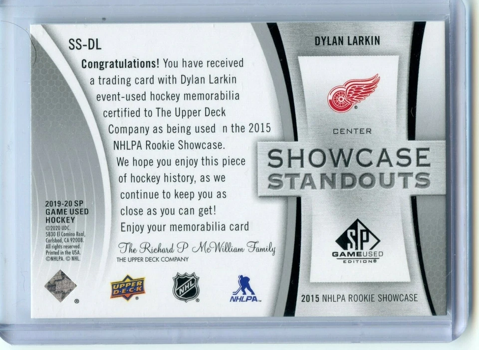 2019-20 SP Game Used Showcase Standouts Jerseys #SS-DL Dylan Larkin - Image 2 of 2