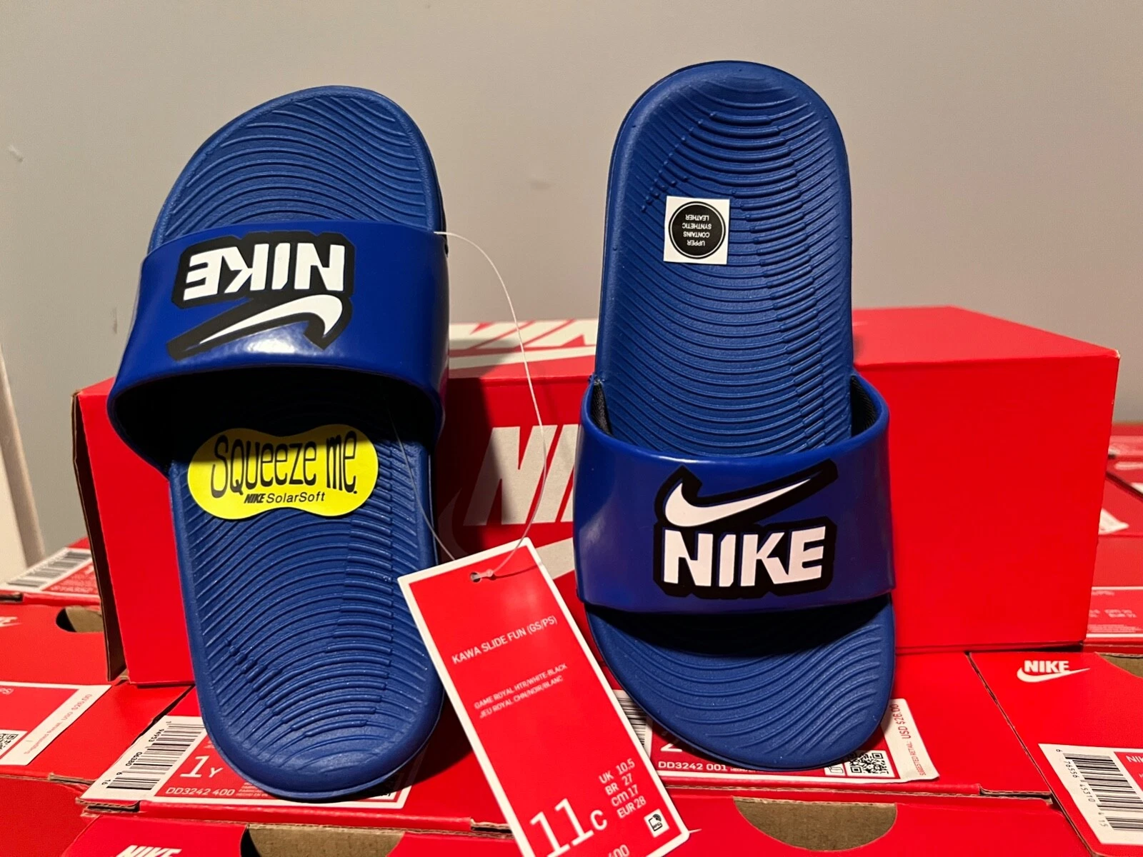 NUOVO Nike Kids Kawa Slide (GS PS) gioco Royal bianco nero taglia 11c spedizione gratuita!