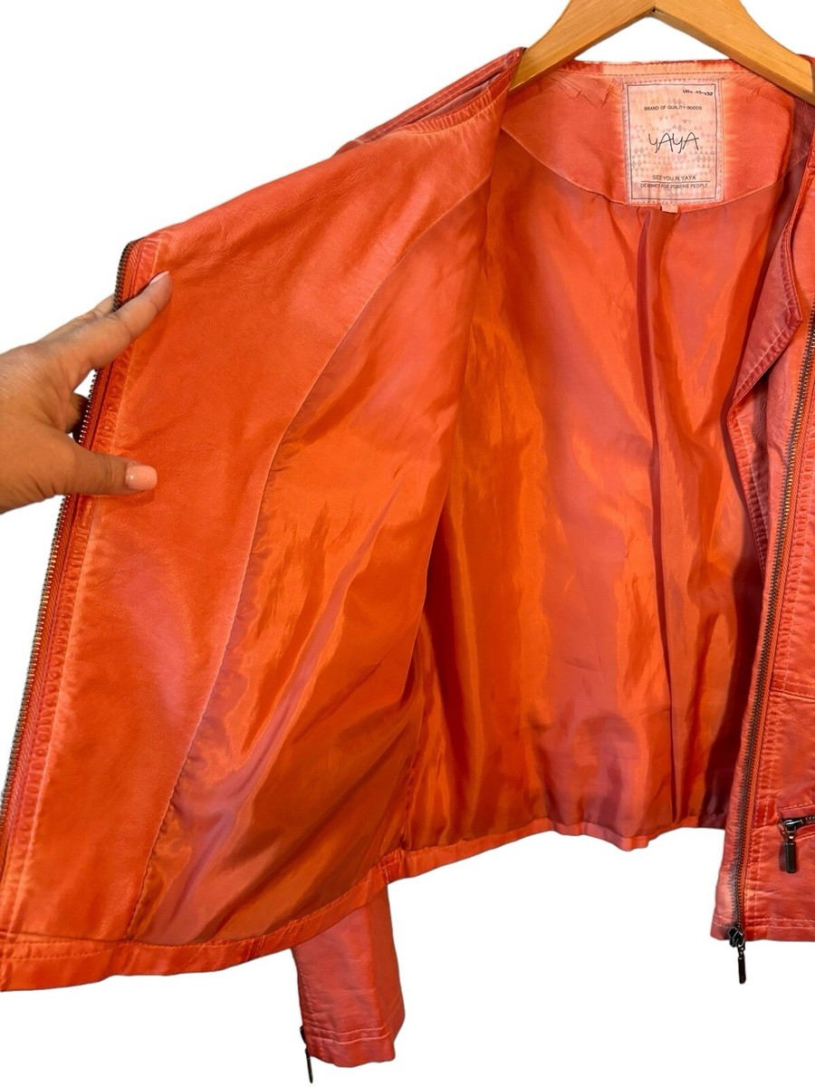 ジャケット・アウター yaya YAYA Womans Moto Jacket Size 38 Orange, Zippers, Fully Lined