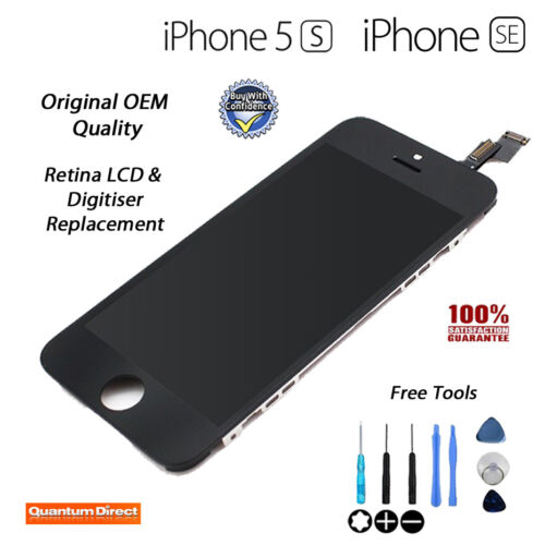 Originale iPhone 5S SE LCD & digitalizzatore riparazione assemblaggio touch screen originale NERO - Foto 1 di 3