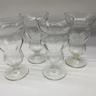 Vintage Depression Era Footed Federal Glass Ice Cream Soda Glasses X 4