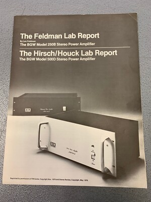 Vintage 1976 BGW 250B 500D Amplifier Lab Report Brochure