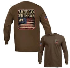 American Veteran Military Patriotic US Flag Long Sleeve