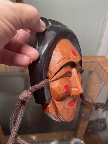 Bellissima maschera coreana in legno di hahoe intagliato 6" - Foto 2 di 3