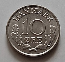 COIN VINTAGE AUTHENTIC DENMARK 10 ORE 1972