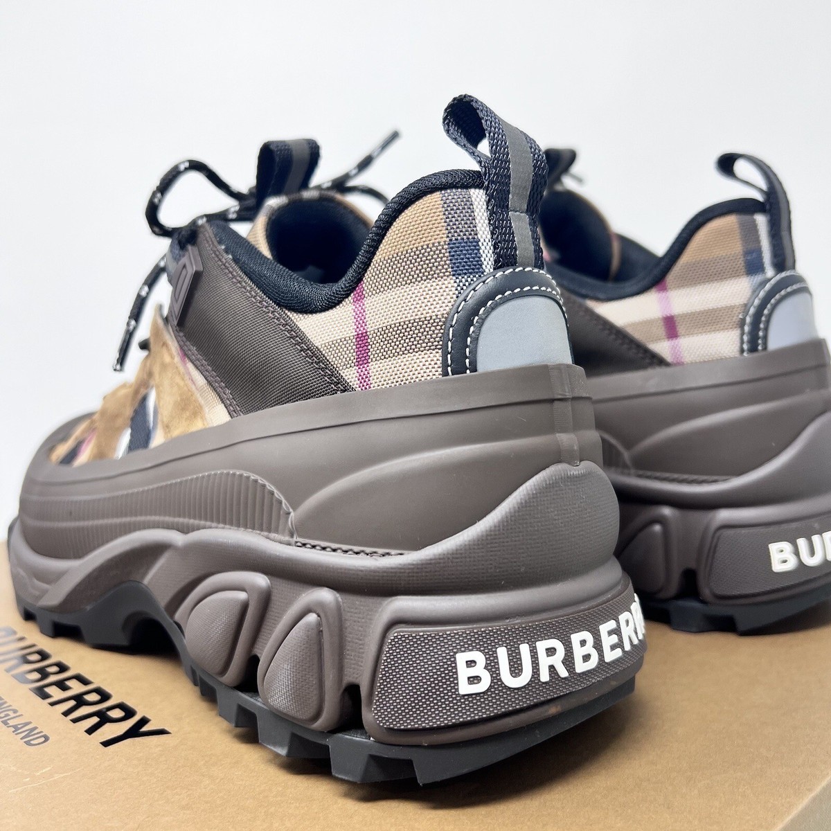 ★関税込★BURBERRY★ARTHUR VINTAGE CHECK SNEAKERS スニーカー Burberry Arthur Vintage Check White Men's - 8037254