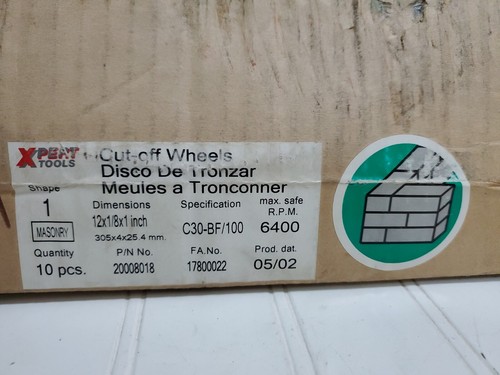 Confezione 10 XPERT TOOLS Lama Taglio Calcestruzzo Alta Velocità 12"x1/8"x1" TYROLIT Muratura - Foto 6 di 6