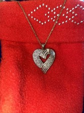 18K Over Sterling Silver 1.00 cttw Genuine Diamond Heart Pendant w/ 18" Chain