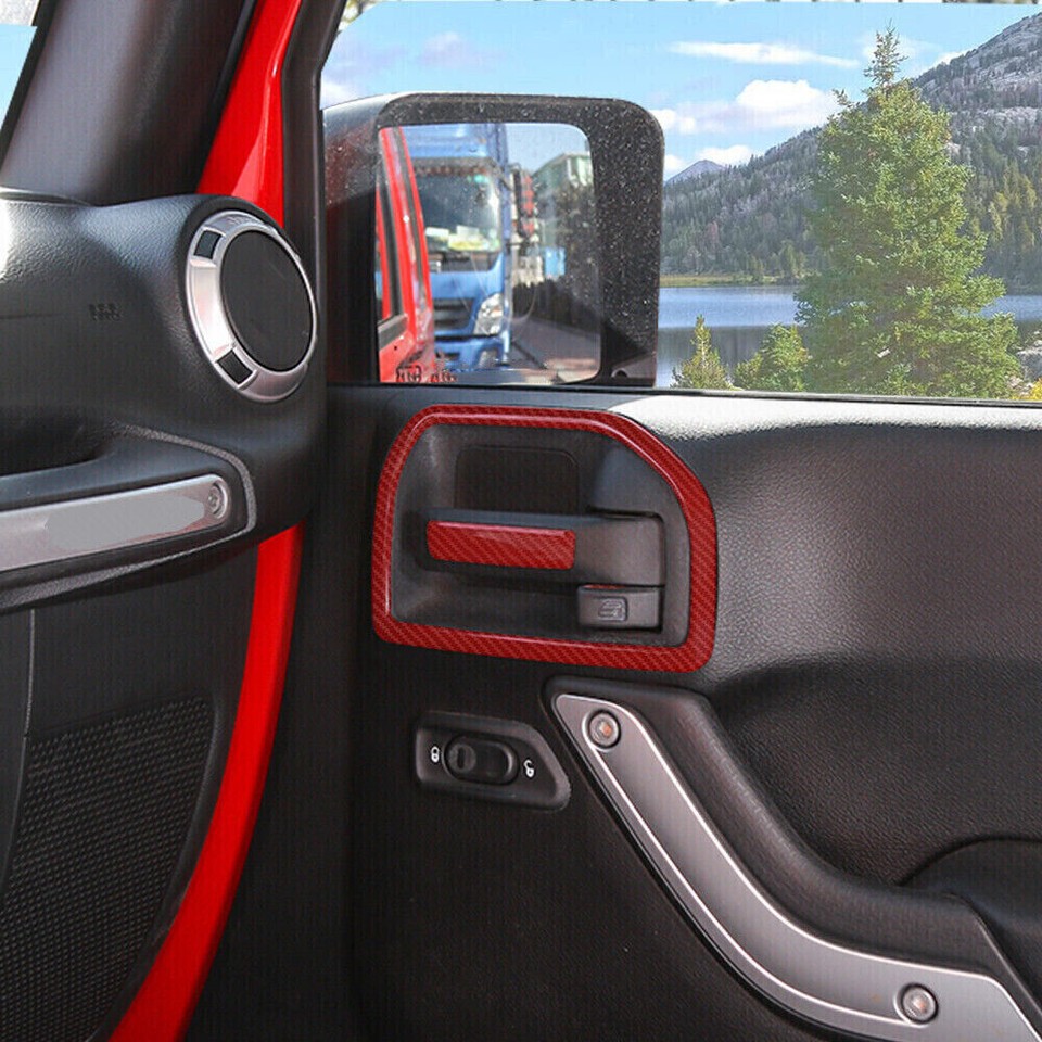 Inner Door Handle Decor Frame Cover For Jeep Wrangler JK 1117 Red