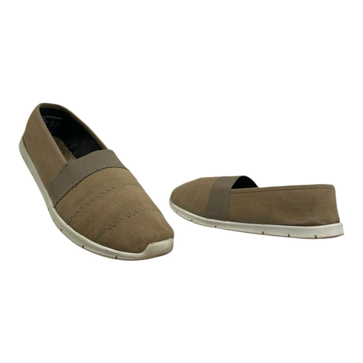 FADED GLORY Womens Canvas Slip On Flats Casual Sneakers Round Comfort  BROWN