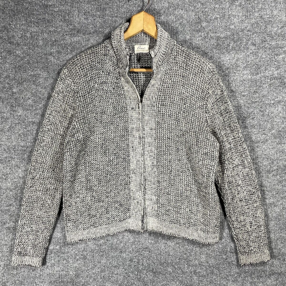 VINTAGE 40s 50s Penneys Salt & Pepper Knit Sweater Cardigan VINTAGE 40s 50s Penneys Salt & Pepper Knit Sweater Cardigan