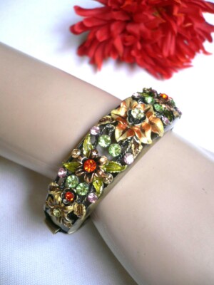 Mujeres Antiguo Oxidado Oro Puño Jardín de Flores Pedrería Flaco